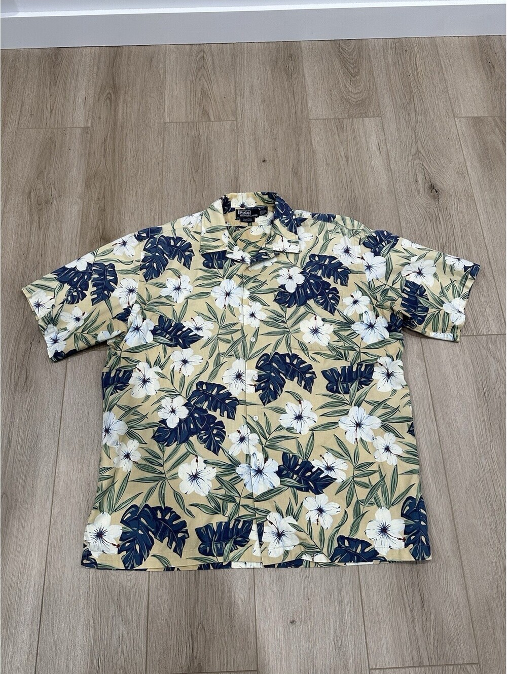 Polo Ralph Lauren Hawaiian Shirt Mens L Multicolor Floral USA Button Up Cotton